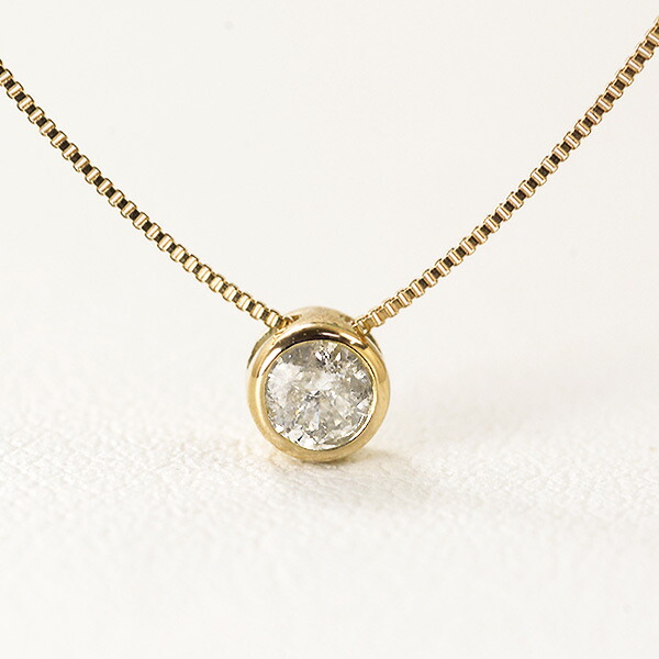 訳あり フクリン留め ネックレス ダイヤモンド 0.1ct 10金 イエローゴールド K10 YG｜イノセントレーベル