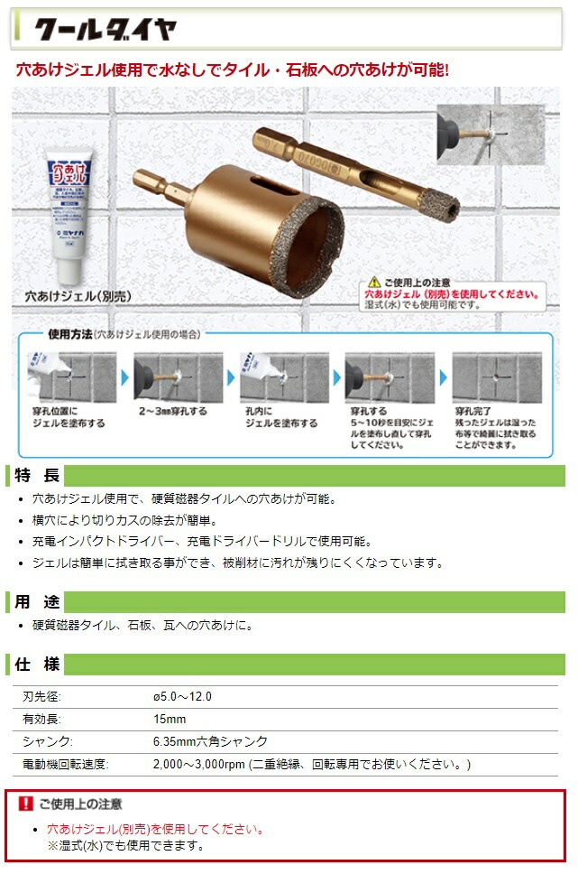 ミヤナガ 石材用 六角軸ビット 刃先径22.0ｍｍ 有効長885 全長1000