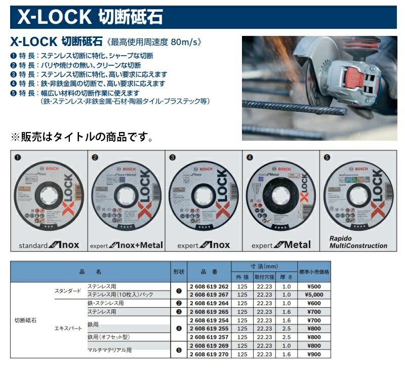 BOSCH(ボッシュ) X-LOCK切断砥石125x1.6ステンEX 25枚 2608619265