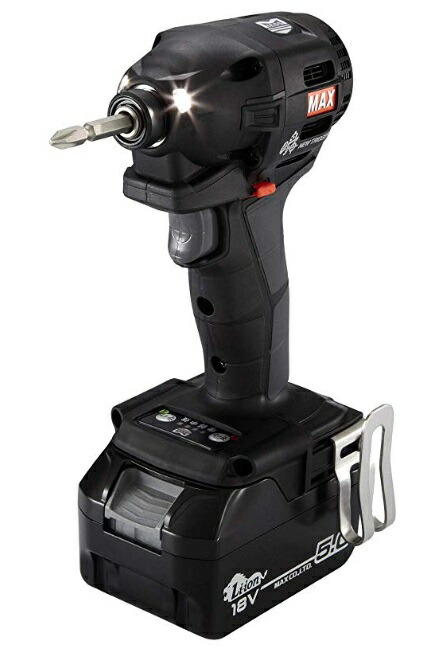 〇 マックス 充電式インパクトドライバ PJ-ID153K-B2C/1850A ブラック PJ91245 バッテリ(18V5.0Ah)x2個+充電器+キャリングケース付 18V・14.4V対応 MAX