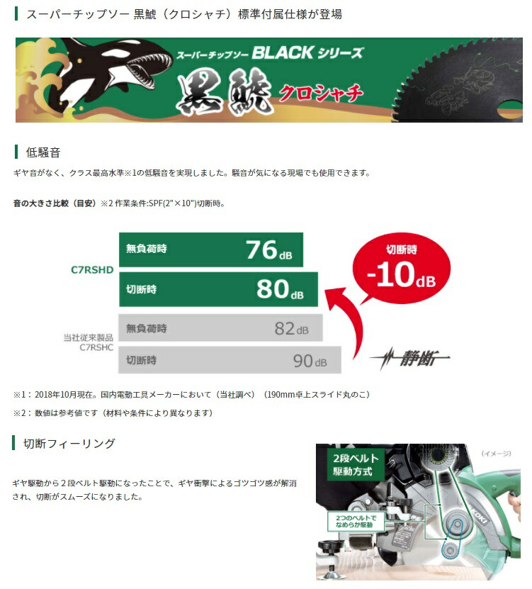 新作 Hikoki 190mm 卓上スライド丸のこ C7rshd K 黒鯱チップソー付 レーザーマーカ搭載 接触予防装置型式検定合格品 ハイコーキ 日立 大型商品 Fucoa Cl