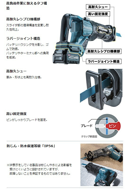 マキタ)充電式レシプロソー JR001GZ 本体のみ レシプロソーブレード付