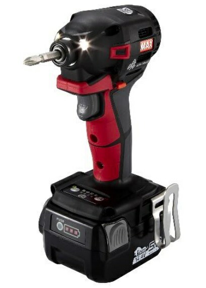 〇 マックス 充電式インパクトドライバ PJ-ID153R-B2C/1450A レッド PJ91251 バッテリ14.4V5.0Ahx2個+充電器+ケース付 18V・14.4V対応 MAX 。