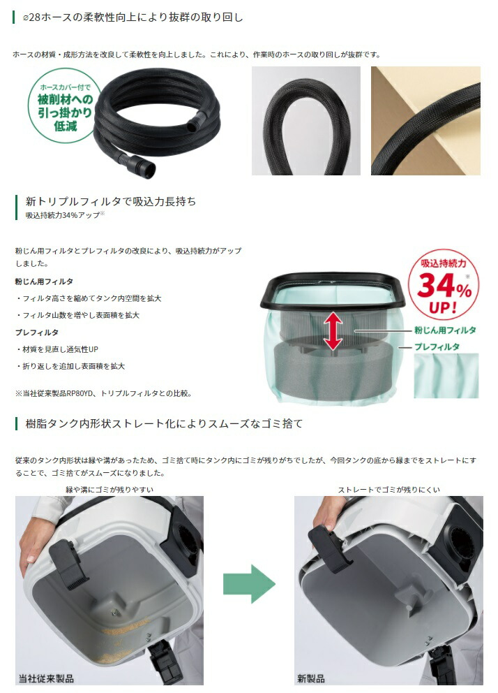 HiKOKI コードレス集じん機 RP3608DB(L)(NN) 日立 ハイコーキ 大型商品