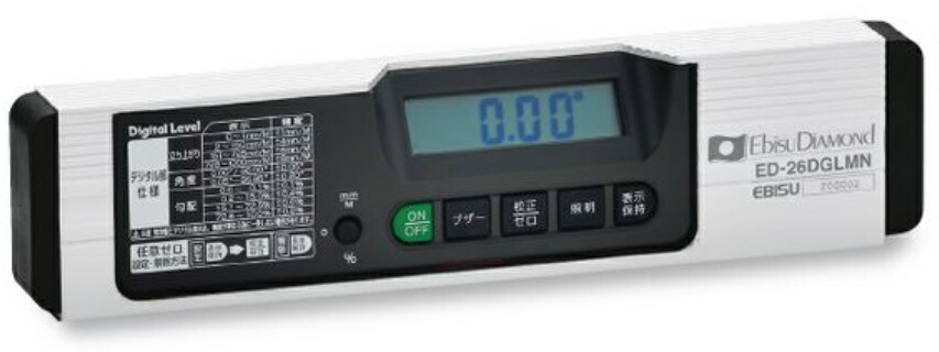 エビス 磁石付デジタルレベル ミラー無し ED-26DGLMN シルバー サイズ260mm 製品質量425g EBISU ♪