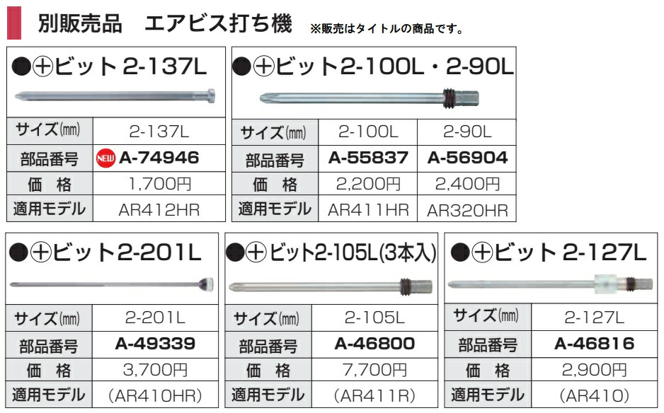 熱販売 ネコポス可 マキタ プラスビット 2-127L A-46816 適用モデルAR410 makita  bancho-group.sakura.ne.jp