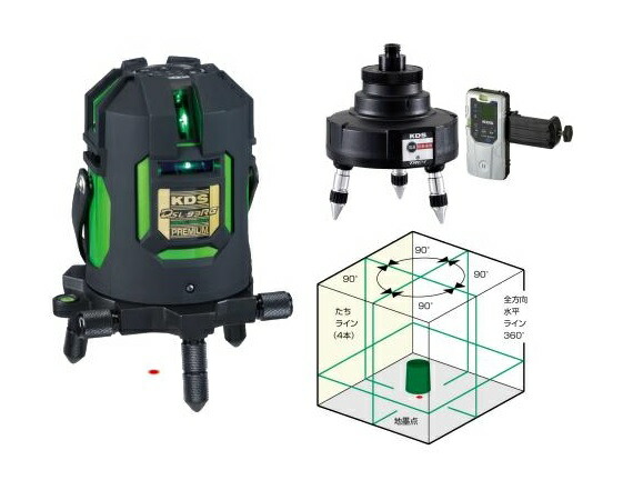 KDS 高明快さ緑であることレーザ墨出器 DSL-93RGNTRC SET 本体+トラッキング軍事基地書き割り 室外相応う  。
