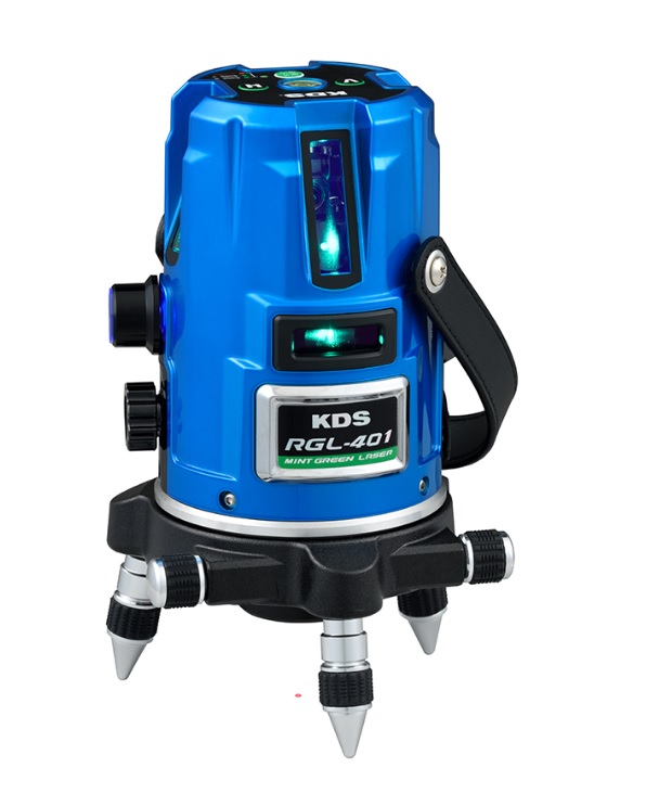 KDS ミントグリーンレーザー墨出器 スーパーレイ RGL-401RSA 本体+受光器+三脚 2方向たち・水平ライン・地墨点 ・鉛直 。