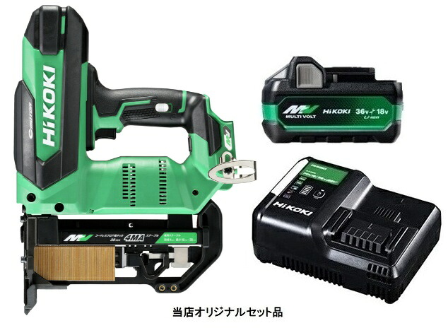 HiKOKI 36V コードレス立ち会い場用タッカ 容れもの付 N3604DM(NNK)+バッテリBSL36A18X+申し受ける器UC18YDL2付 ハイコーキ 日立 当店一風変わった