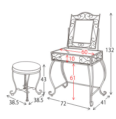 Miyatake Ceres Tear Celestia Dresser Stool D 1251 Round Stool Chair Chair Dressing Table Dressing Table Mirror Mirror Rack Storing Steel Princess