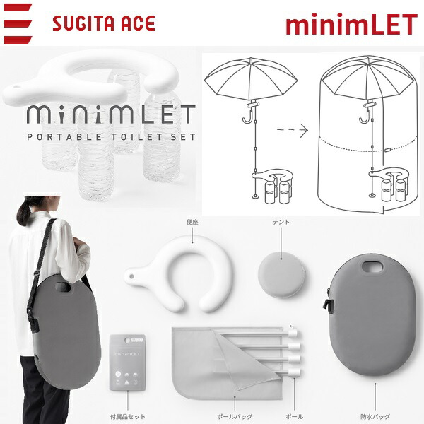 杉田エース/ACE　【minimLET/ミニムレット[648030]】　簡易トイレ(テント) 携帯トイレ 防災グッズ 災害備蓄用　θ