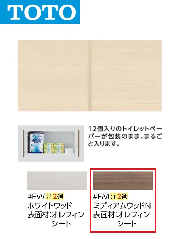 TOTO UGW101S #EM うしろ側ウォール納める押し入れ(色つや：ミディアムウッドN)【受注生み出すこと品】〇[G]