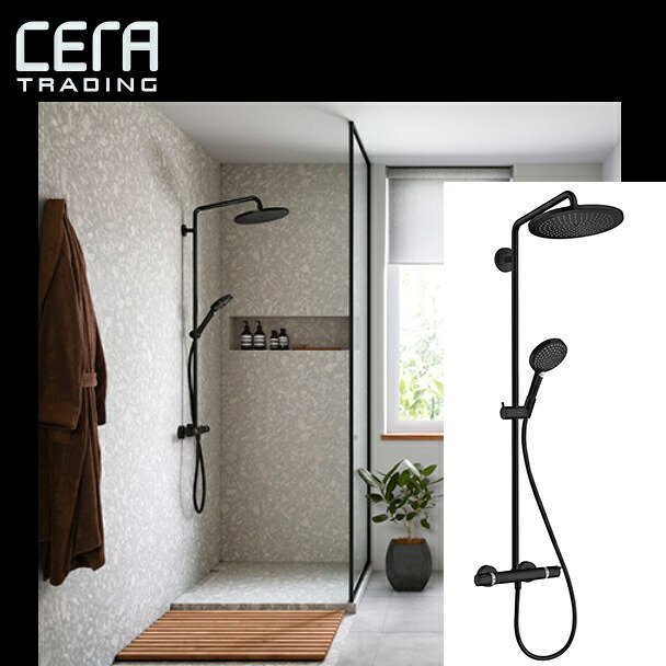 CERA HG26890R-67 Croma Select S/クロマセレクト S サーモスタット式シャワー用湯水混合栓(シャワーパイプタイプ)【マットブラック】 ⇒〇|住設建材カナモンジャー