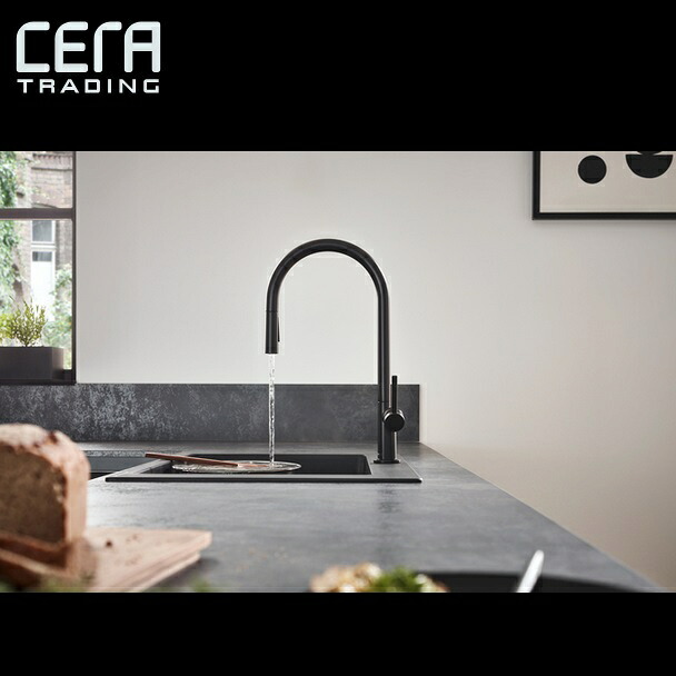 CERA　HG72800R-67　Talis M54/タリスM54 キッチン用湯水混合栓(スパウト引出しタイプ)【マットブラック】 セラトレーディング ⇒〇