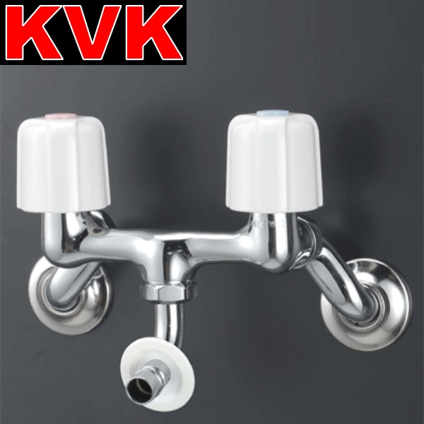 KVK KM33N3WBN 2ハンドル混合栓 ツバ付ワンタッチノズル付 壁付洗濯機用【寒冷地用】 λ