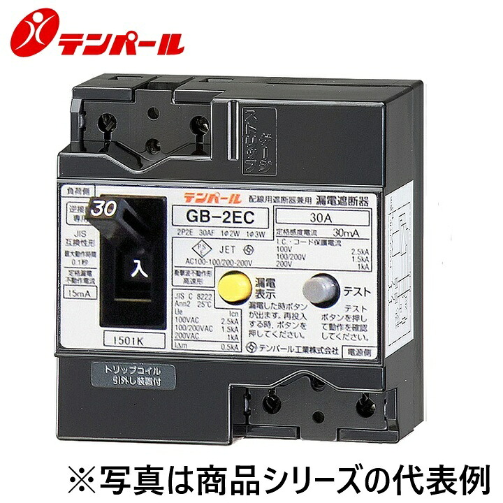 テンパール工業　2EC1530[GB-2EC 15A 30mA]　漏電遮断器 Eシリーズ【経済タイプ】【パールテクト用主幹ブレーカー】　Ψ