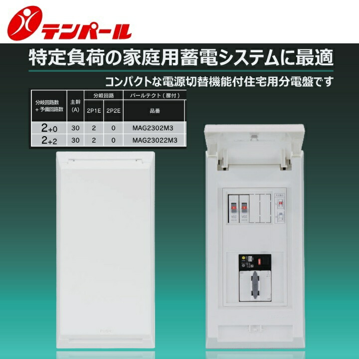拾パール産業 MAG2302M3[MAG-M3 30A 2+0] 住み家用分電盤 パールテクト【ワット数うつり変わり役立つこと付】【扉付】 Ψ