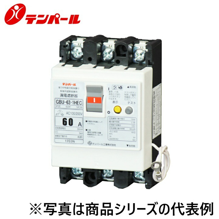 什パール加工 U6301HEC6030[GBU-63.1HEC 60A 30mA] 短絡立ちはだかる器 パールテクト短絡ブレーカー Ψ