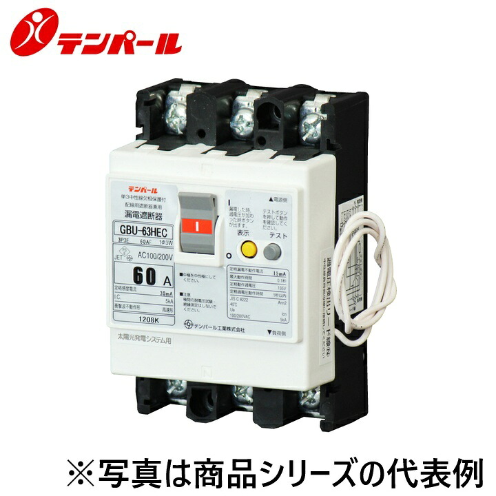 テンパール工業　U63HEC6030[GBU-63HEC 60A 30mA]　漏電遮断器【太陽光発電システム用】　Ψ