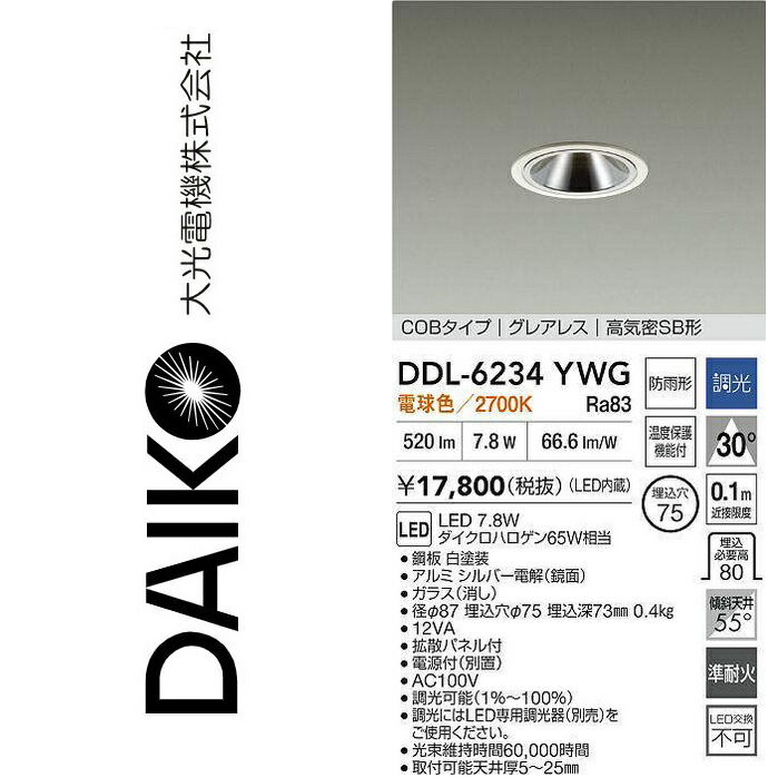 大光電機 DDL-6234YWG LED落ちこむ点火装置 Σ