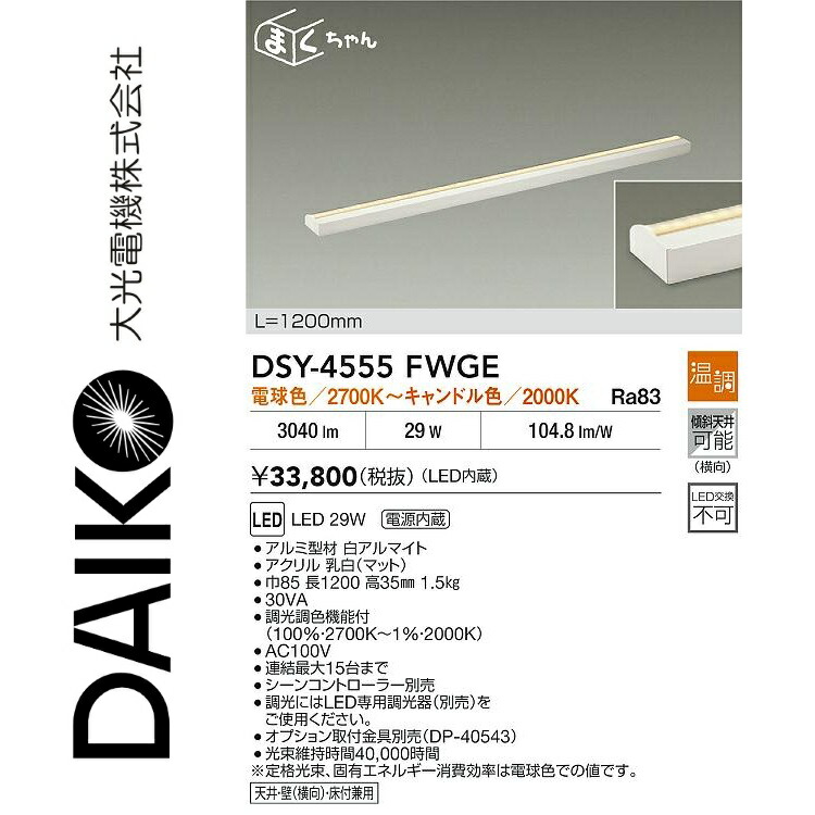 大光電機 DSY-4555FWGE LED間接的な行動点火装置用物の具 Σ