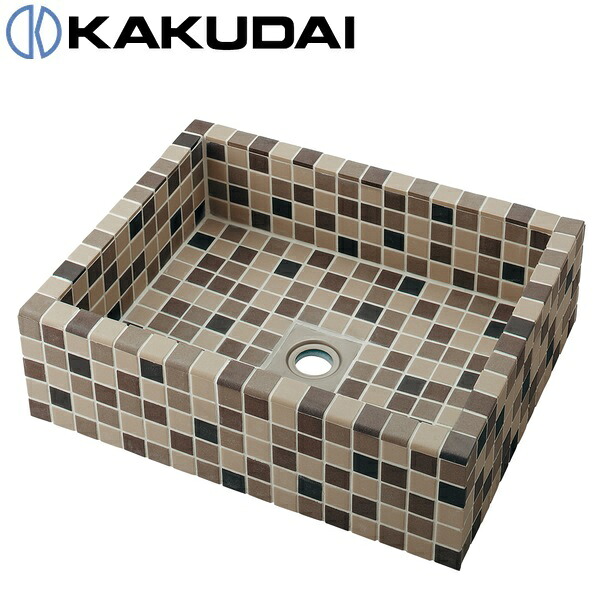 カクダイ　493-343-BE　タイル貼り洗面器 【ブラウンミックス】　〇