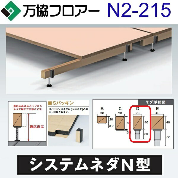 万協フロアー　N2-215　ケース販売【20本/ケース＋接着剤付】N2型支持脚【適応床高185～247mm】【沈み込みの少ないシステムネダ】　⇒Ω