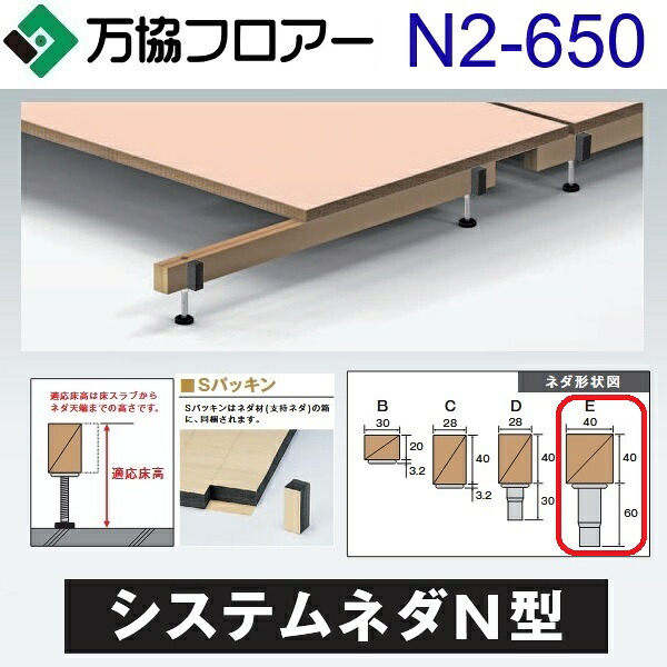 万協フロアー　N2-650　ケース販売【14本/ケース＋接着剤付】N2型支持脚【適応床高611～695mm】【沈み込みの少ないシステムネダ】　⇒Ω
