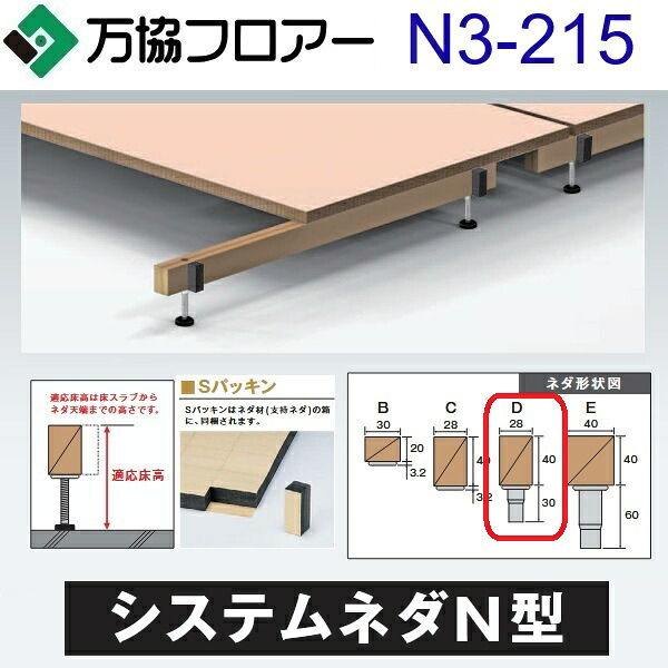 万協フロアー　N3-215　ケース販売【20本/ケース＋接着剤付】N3型支持脚【適応床高185～247mm】【沈み込みの少ないシステムネダ】　⇒Ω