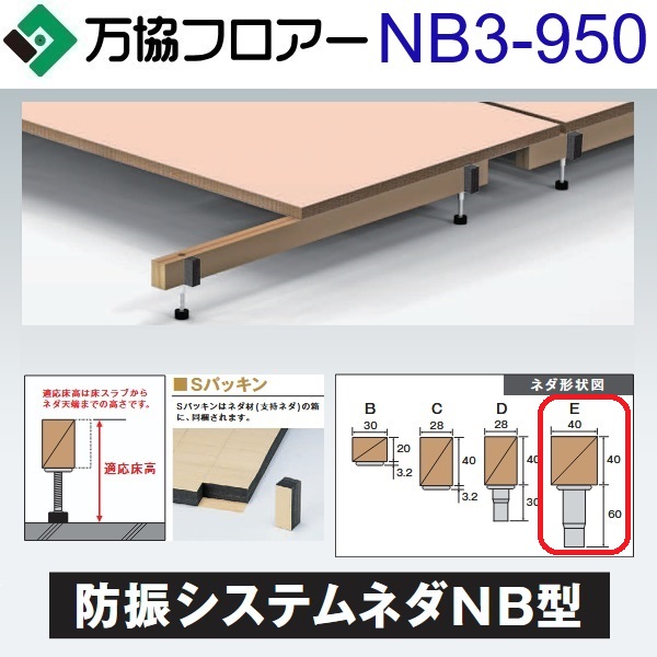 万協信徒 NB3-950 容れもの売りわたす【14本/容れもの＋貼りつける剤付】NB3型うしろ押し脚【自然調整床高915～1000粍】【遮音印字機の防振システムネダ】 ⇒Ω