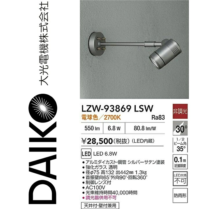 大光電機 LZW-93869LSW LED露天注目の的 【LZW-60563YS のあと継ぎ品】 Σ