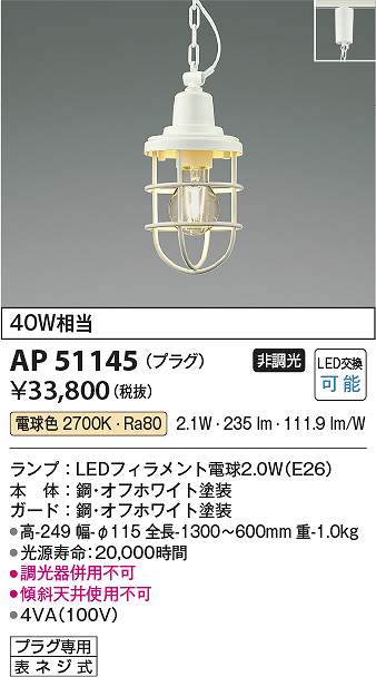 コイズミ照明 AP51145 LEDペンダント Σ