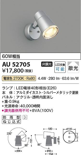 ◎KOIZUMI AU52700 人感センサ付 防雨型 スポットライト 未使用品 kzm-au52705.jpg