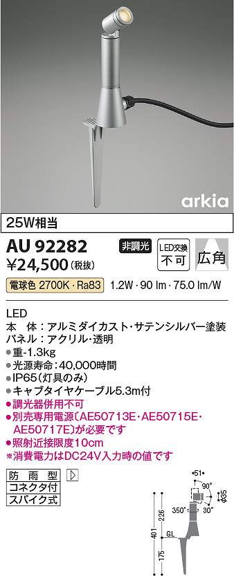 コイズミ照明　AU92282　LED防雨型スポット Σ