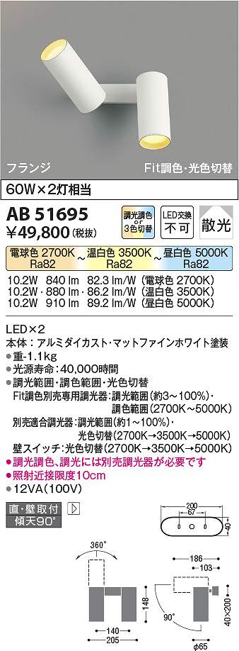 コイズミ照明　AB51695　LEDブラケット Σ｜住設建材カナモンジャー