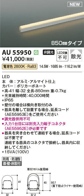 コイズミ照明　AU55950　LED防雨防湿型間接照明 Σ