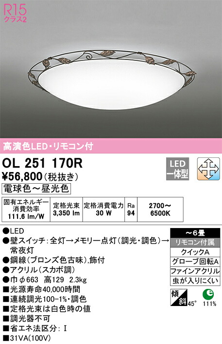 オーデリック　OL251170R　LEDシーリング Σ[X]
