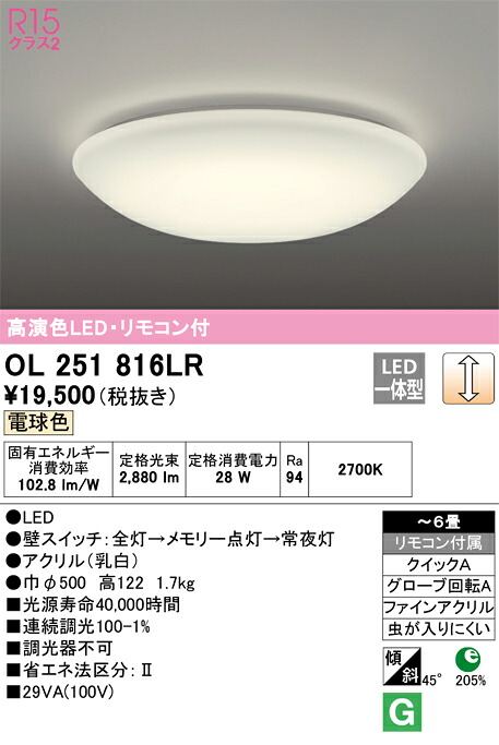 オーデリック　OL251816LR　LEDシーリング Σ[X]｜住設建材カナモンジャー