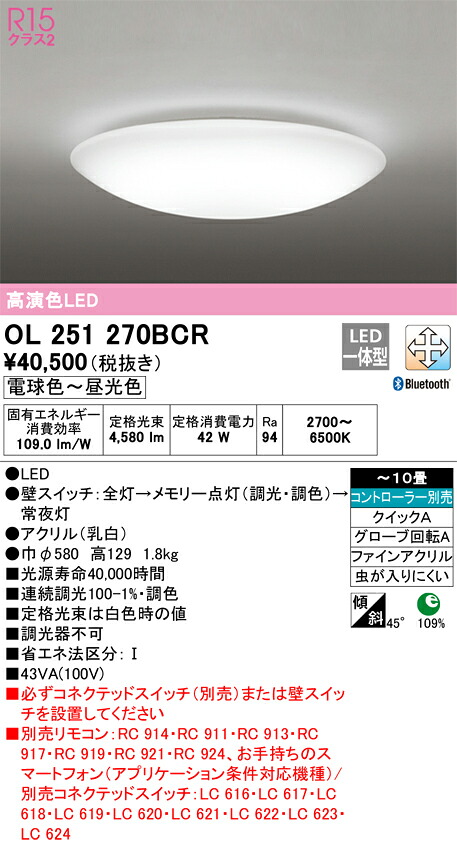 オーデリック OL251270BCR LED最高限度ともし火 Σ