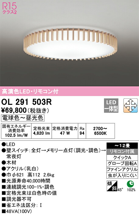 オーデリック　OL291503R　LEDシーリングライト Σ