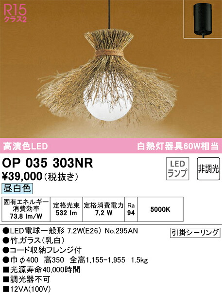オーデリック　OP035303NR　ランプ別梱包 Σ