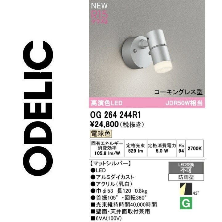 オーデリック　OG264244R1　防雨型LEDスポット　Σ