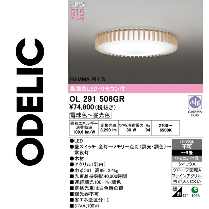 オーデリック　OL291506GR　LEDシーリング　Σ