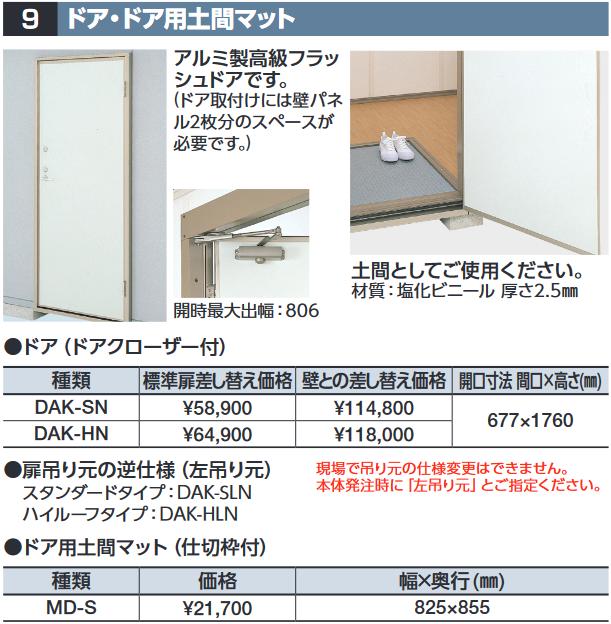 【楽天市場】イナバ物置 DAK-HLN ドア(ドアクローザー付)【左吊り元 標準扉差し替え価格】 SMK型オプション ハイルーフ用【本体同時 ...