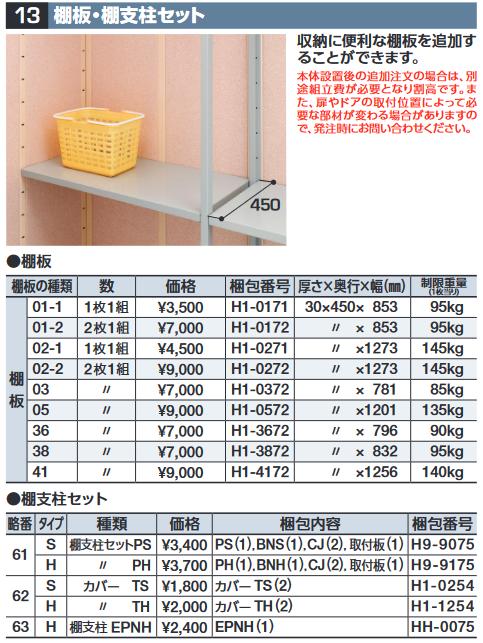 イナバ物置　棚板05【棚板2枚】[H1-0572]　FP型オプション 【本体同時購入のみ手配可】⇒■
