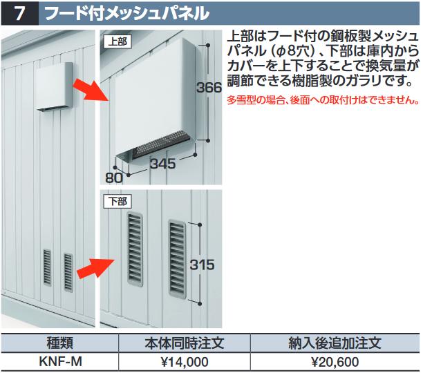 イナバ物置　KNF-M　フード付メッシュパネル WG型オプション【本体同時購入のみ手配可】⇒■