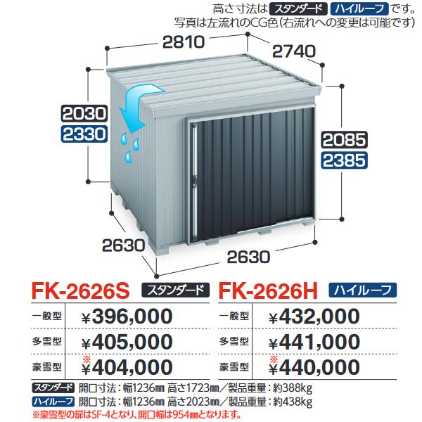 イナバ屋根裏部屋 FK-2626S FORTA フォルタ 大屋根傾斜角度うつり変わり屋根裏部屋 判定基準 【豪雪型】【お行き先 関東押さえる】 ⇒■