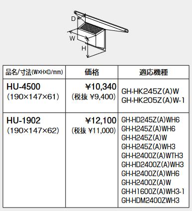パーパス　HU-1902　排気カバー(上方排気) 排気部材 　⇒□