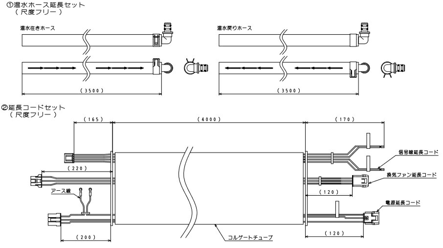 パーパス PB-73〔SP040〕 給湯器部材 浴室配管延長配管・配線部材 浴室配管施工セット ⇒□