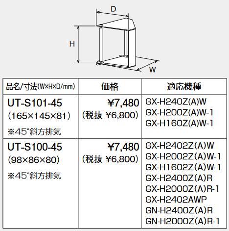 パーパス　UT-S101-45　排気カバー(斜方排気) 屋外壁掛形用 　⇒□